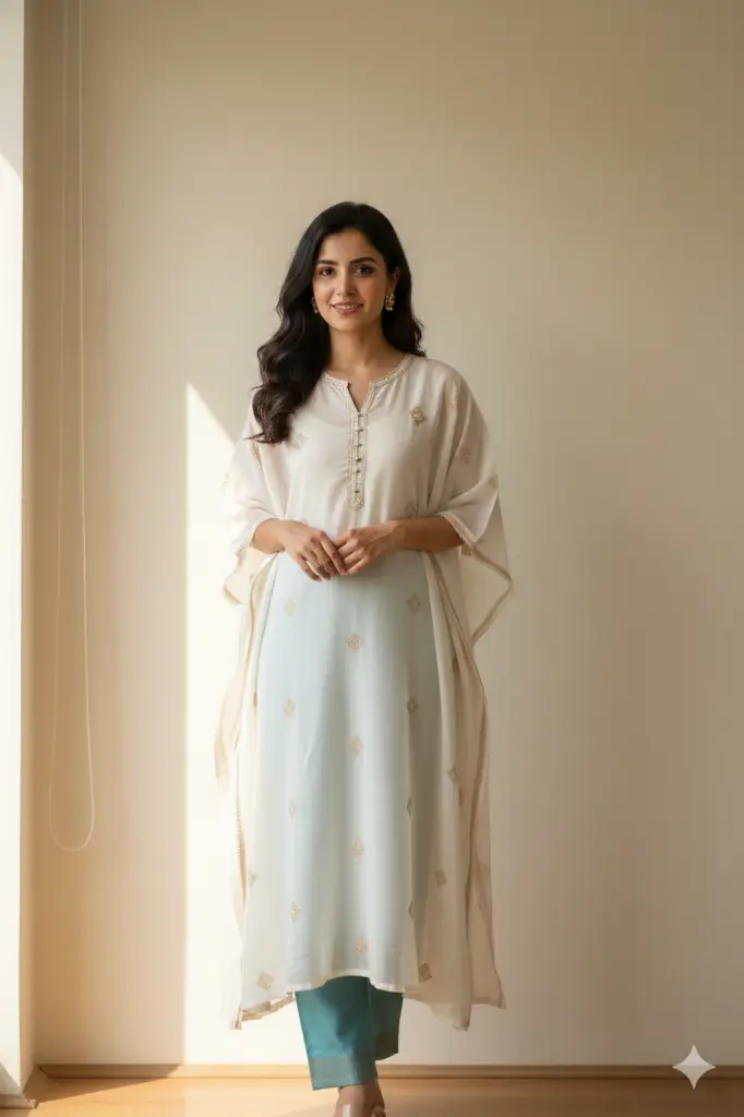 Kaftaan Style Cotton Kurta with Slip