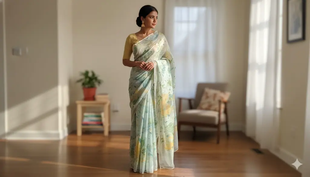 Kota Saree Green Multicolor Wave Print with Blouse with Vanaspati Print  