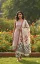 Chanderi Silk Suit Set Material-Bagru Hand Block Printed Red and Cream 