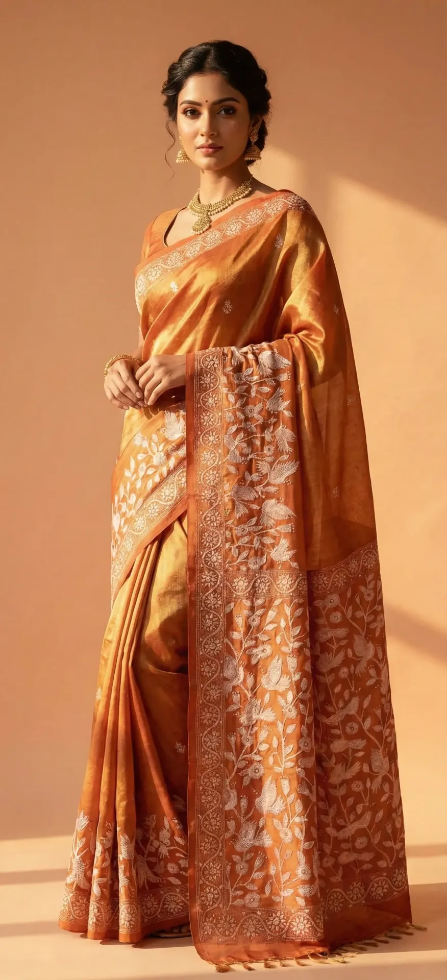 Kantha- Bangalore Silk Saree with Blouse